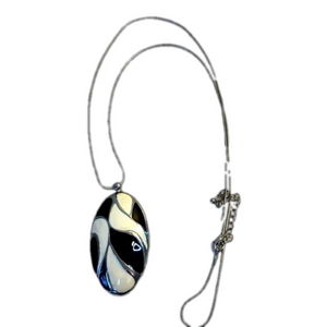 2/$15 Black and White pendant Necklace and chain​​​​​